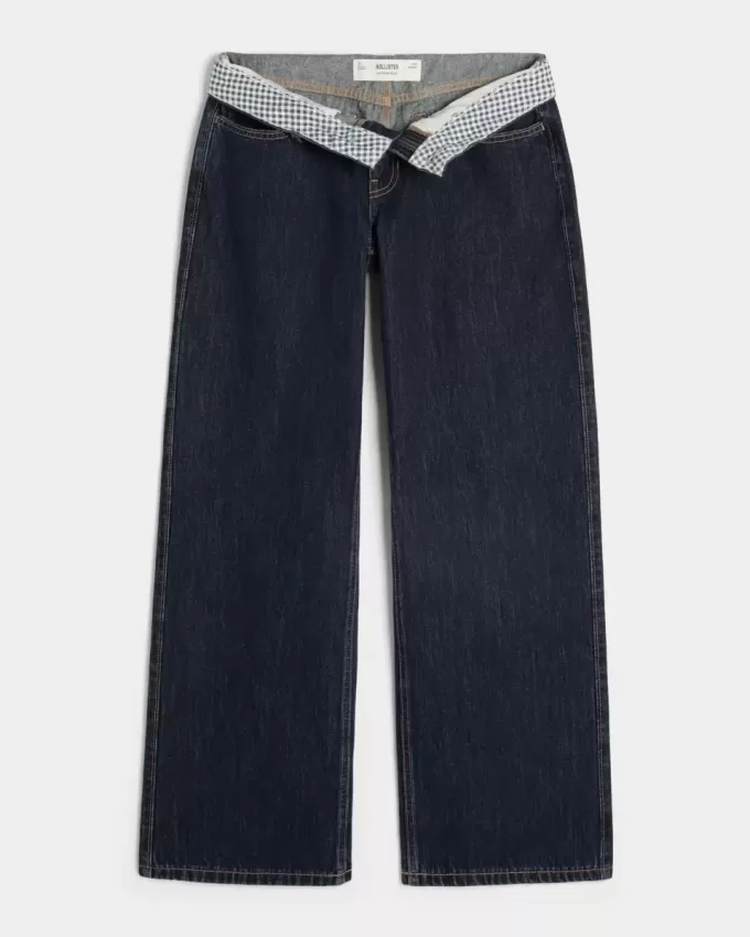 Low-Rise Dark Wash Vikbar midja Baggy jeans Low-Rise Dark Wash Vikbar midja Baggy jeans