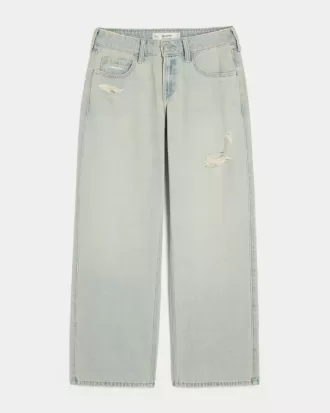 Low-Rise Distressed Light Wash Baggy Jeans Low-Rise Distressed Light Wash Baggy Jeans