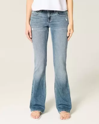 Low-Rise Distressed Medium Wash Bootcut-jeans