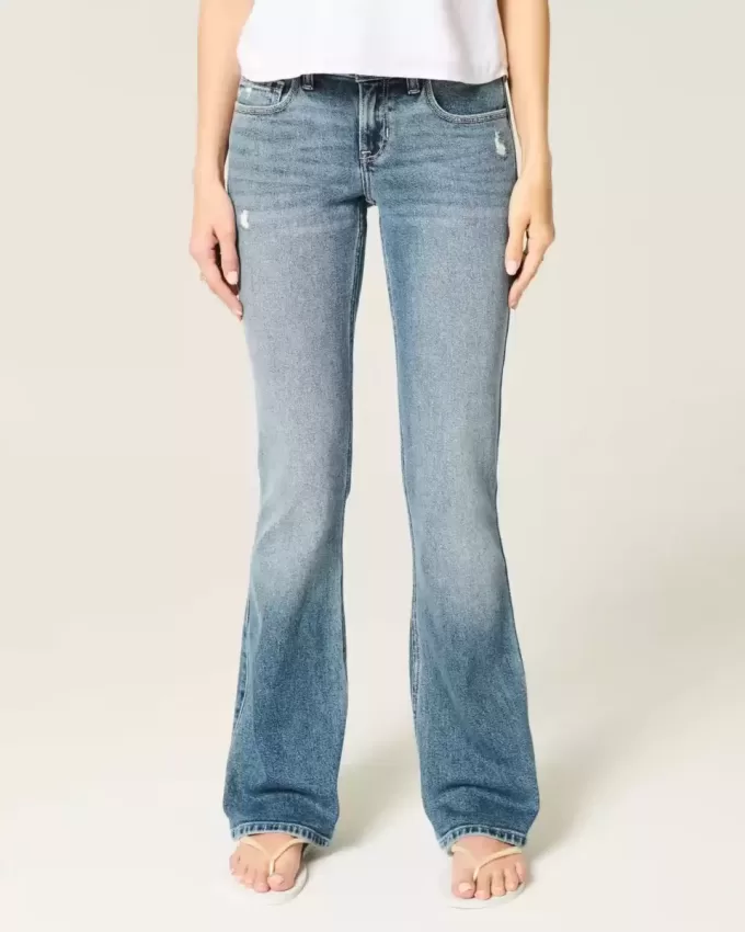 Low-Rise Distressed Medium Wash Bootcut-jeans Low-Rise Distressed Medium Wash Bootcut-jeans