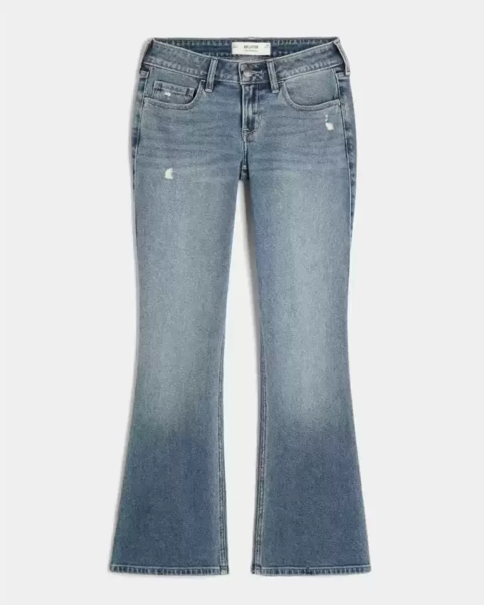 Low-Rise Distressed Medium Wash Bootcut-jeans Low-Rise Distressed Medium Wash Bootcut-jeans