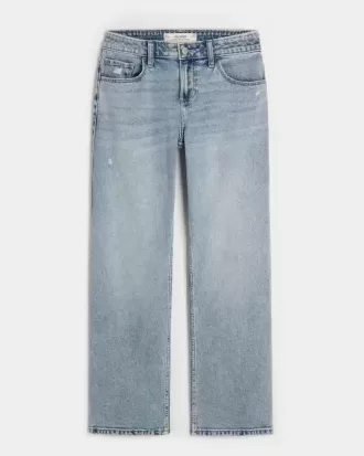 Low-Rise Distressed Medium Wash Relaxed Straight Jeans Low-Rise Distressed Medium Wash Relaxed Straight Jeans