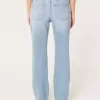 Low-Rise Distressed Medium Wash Relaxed Straight Jeans
