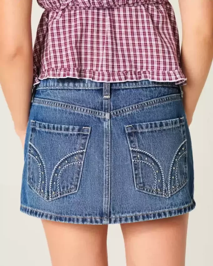 Low-Rise Dubbade Denim Mini Skort Low-Rise Dubbade Denim Mini Skort