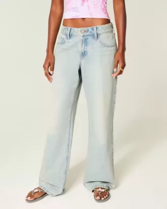 Low-Rise Justerbar Midja Lätt Tvätta Baggy Jeans
