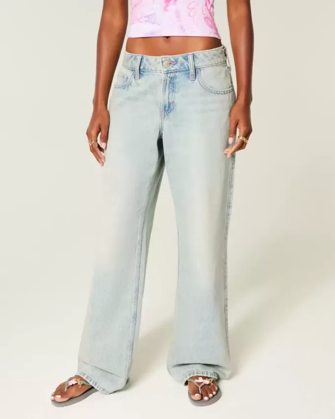 Low-Rise Justerbar Midja Lätt Tvätta Baggy Jeans Low-Rise Justerbar Midja Lätt Tvätta Baggy Jeans