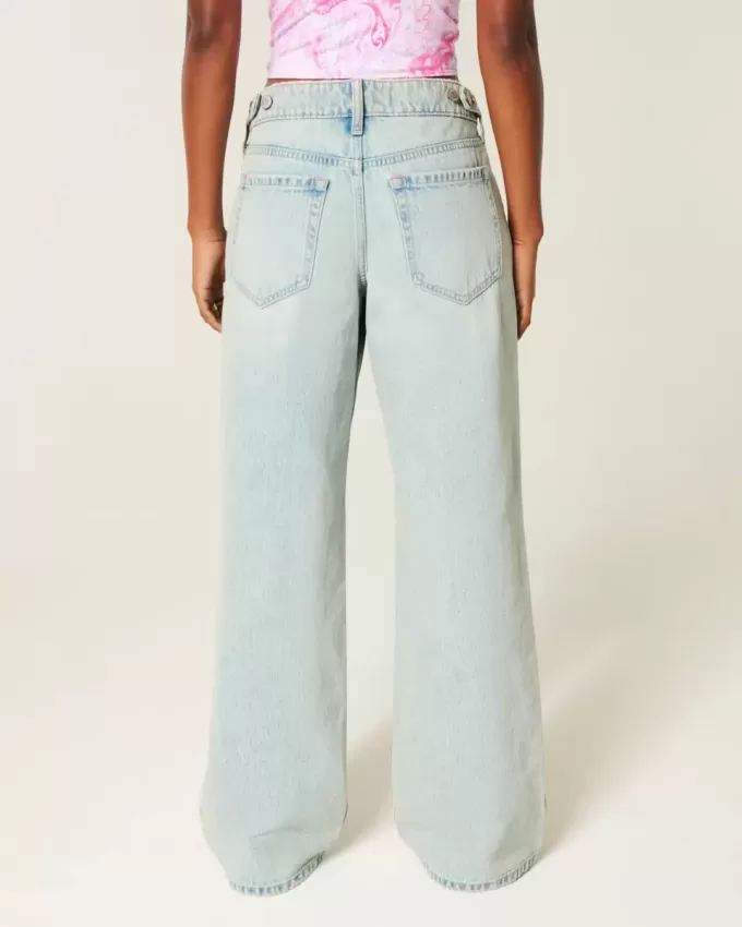 Low-Rise Justerbar Midja Lätt Tvätta Baggy Jeans Low-Rise Justerbar Midja Lätt Tvätta Baggy Jeans