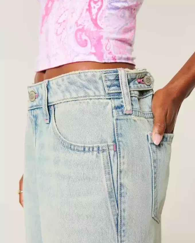 Low-Rise Justerbar Midja Lätt Tvätta Baggy Jeans Low-Rise Justerbar Midja Lätt Tvätta Baggy Jeans