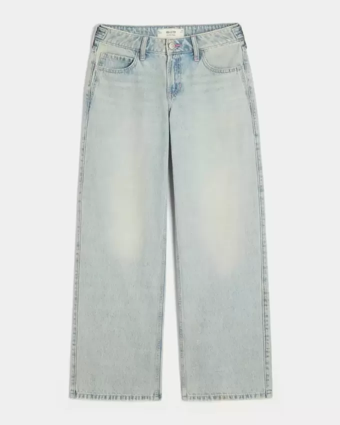 Low-Rise Justerbar Midja Lätt Tvätta Baggy Jeans Low-Rise Justerbar Midja Lätt Tvätta Baggy Jeans