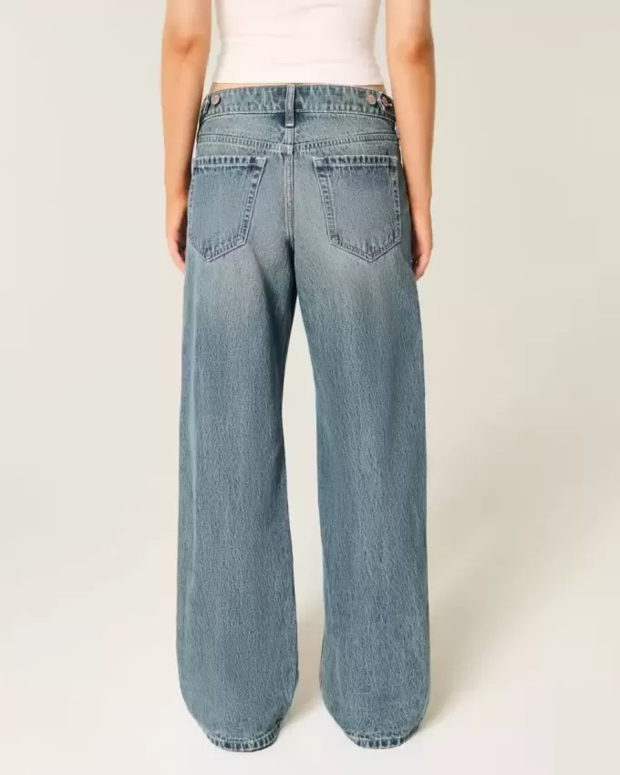 Low-Rise Justerbar Midja Medium Wash Baggy Jeans Low-Rise Justerbar Midja Medium Wash Baggy Jeans