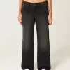 Low-Rise justerbar midja tvättade svarta baggy jeans Low-Rise justerbar midja tvättade svarta baggy jeans