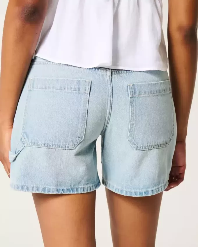 Low-Rise Light Wash Baggy Denim Carpenter Shorts 5″ Low-Rise Light Wash Baggy Denim Carpenter Shorts 5″