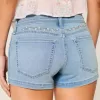 Low-Rise Light Wash Blommig Broderade Shortie Shorts Low-Rise Light Wash Blommig Broderade Shortie Shorts