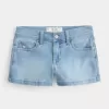 Low-Rise Light Wash Blommig Broderade Shortie Shorts Low-Rise Light Wash Blommig Broderade Shortie Shorts