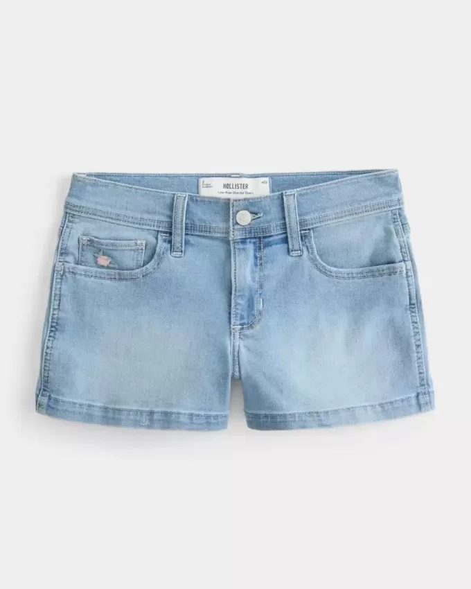 Low-Rise Light Wash Blommig Broderade Shortie Shorts Low-Rise Light Wash Blommig Broderade Shortie Shorts
