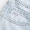 Low-Rise Light Wash Bow Graphic Baggy Jort Low-Rise Light Wash Bow Graphic Baggy Jort