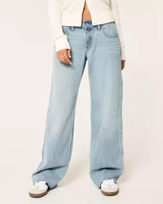 Low-Rise Light Wash Comfort Midjeband Baggy Jeans