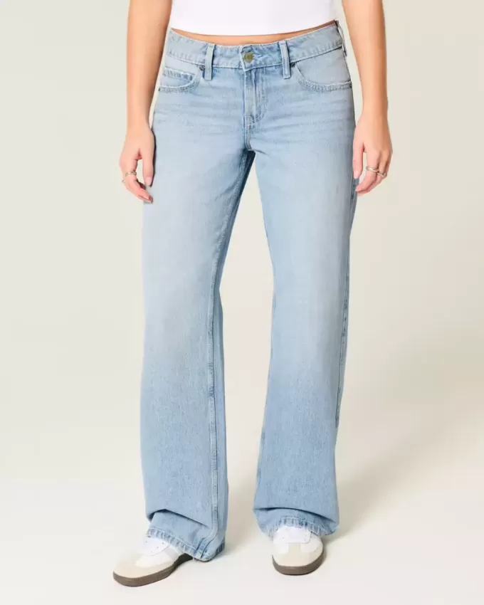 Low-Rise Light Wash Dubbade rosetter Baggy jeans Low-Rise Light Wash Dubbade rosetter Baggy jeans