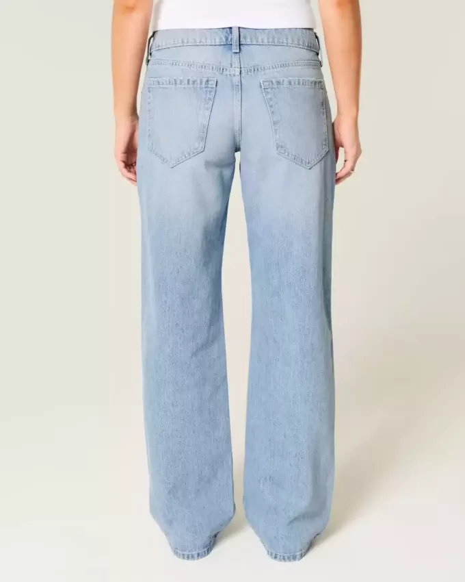 Low-Rise Light Wash Dubbade rosetter Baggy jeans Low-Rise Light Wash Dubbade rosetter Baggy jeans