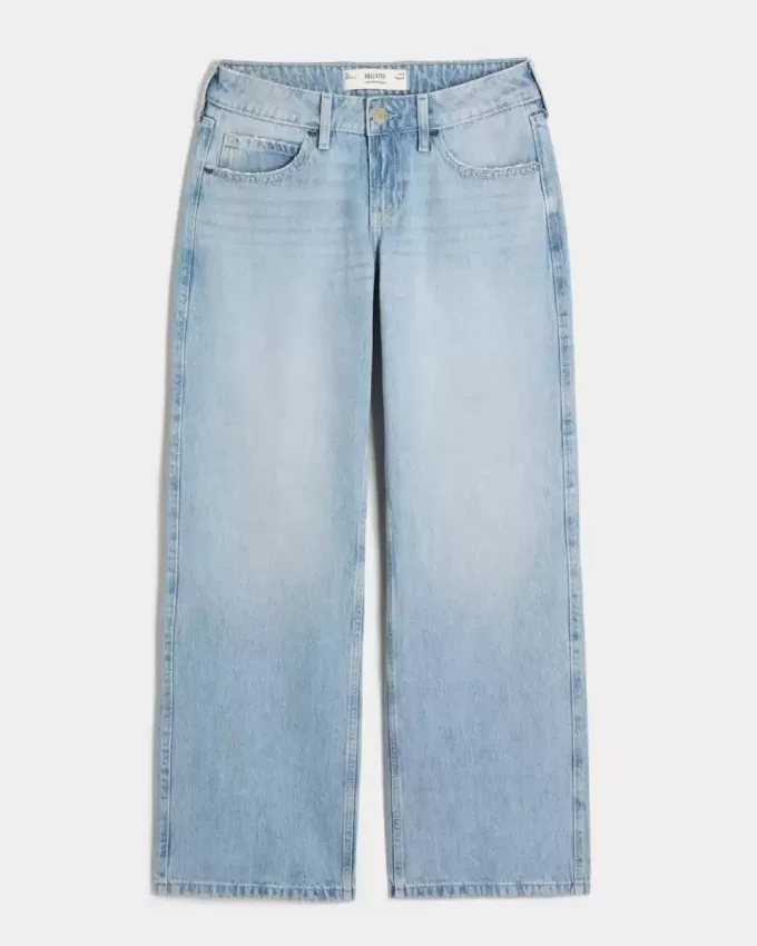 Low-Rise Light Wash Dubbade rosetter Baggy jeans Low-Rise Light Wash Dubbade rosetter Baggy jeans