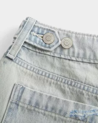 Low-Rise Light Wash Justerbart midjeband Baggy Jort