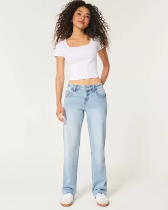 Low-Rise Light Wash Relaxed Straight Jeans Low-Rise Light Wash Relaxed Straight Jeans