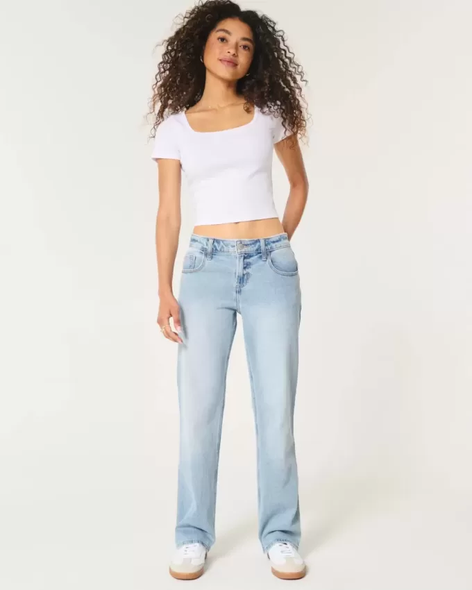 Low-Rise Light Wash Relaxed Straight Jeans Low-Rise Light Wash Relaxed Straight Jeans