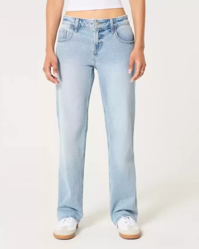 Low-Rise Light Wash Relaxed Straight Jeans Low-Rise Light Wash Relaxed Straight Jeans