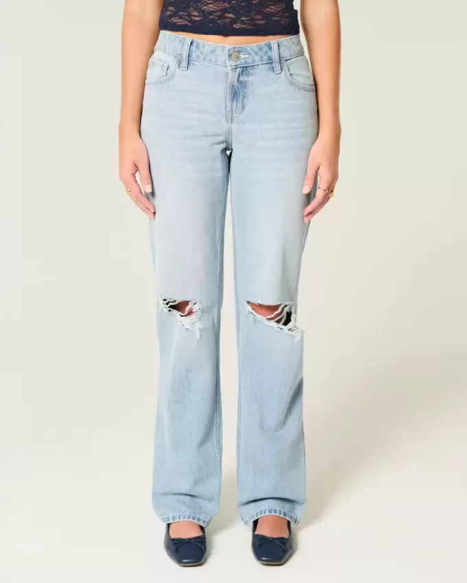 Low-Rise Light Wash Ripped Loose jeans Low-Rise Light Wash Ripped Loose jeans