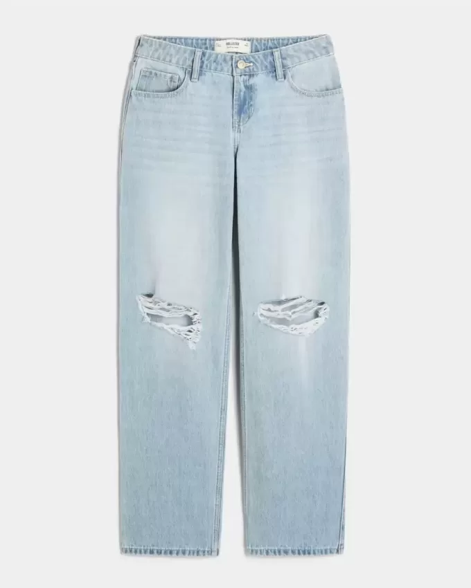 Low-Rise Light Wash Ripped Loose jeans Low-Rise Light Wash Ripped Loose jeans