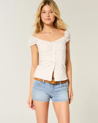 Low-Rise Light Wash Shortie Shorts i denim
