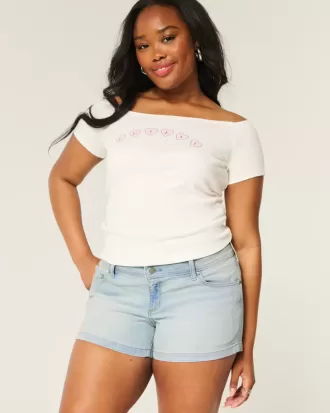 Low-Rise Light Wash Shortie Shorts i denim Low-Rise Light Wash Shortie Shorts i denim