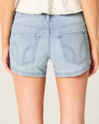 Low-Rise Light Wash Shortie Shorts i denim