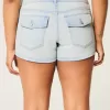 Low-Rise Light Wash Shortie Shorts i denim Low-Rise Light Wash Shortie Shorts i denim