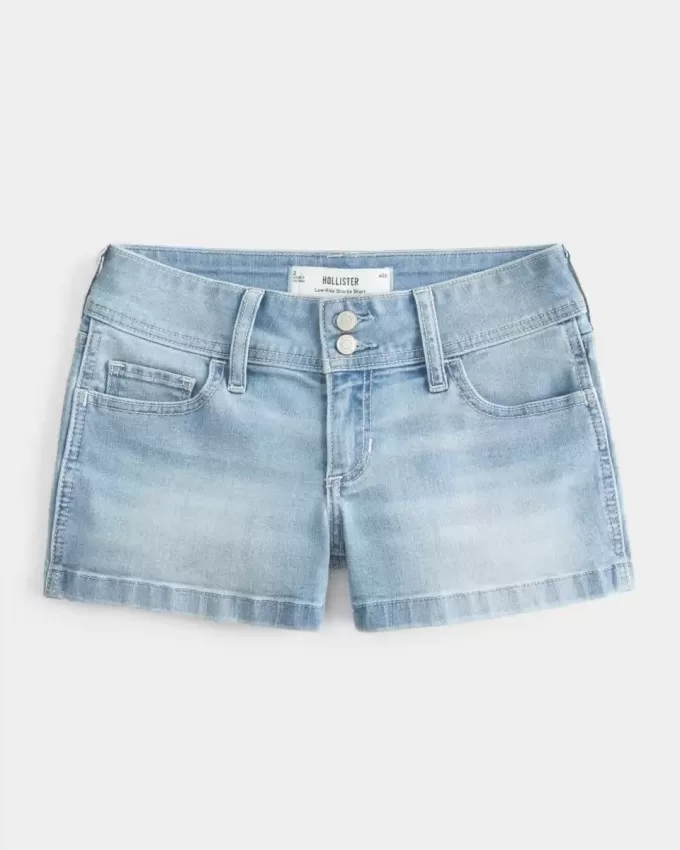 Low-Rise Light Wash Shortie Shorts i denim Low-Rise Light Wash Shortie Shorts i denim