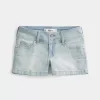 Low-Rise Light Wash Shortie Shorts i denim Low-Rise Light Wash Shortie Shorts i denim