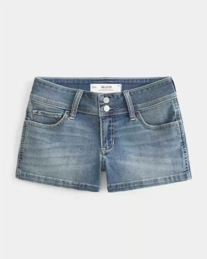 Low-Rise Light Wash Shortie Shorts i denim Low-Rise Light Wash Shortie Shorts i denim