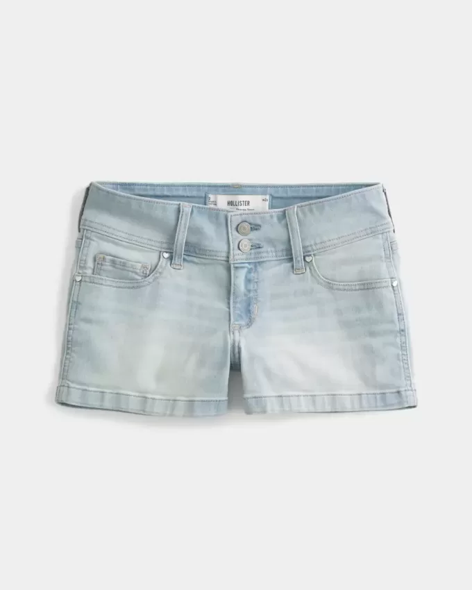 Low-Rise Light Wash Shortie Shorts i denim Low-Rise Light Wash Shortie Shorts i denim