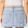 Low-Rise Light Wash Skosnöre Denim Mini Skort Low-Rise Light Wash Skosnöre Denim Mini Skort