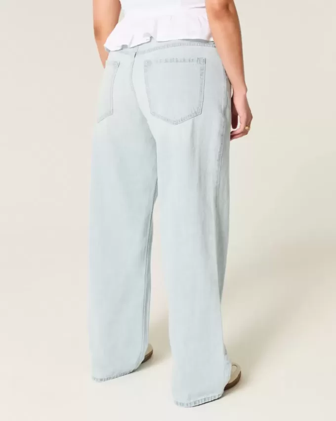 Low-Rise Light Wash Star Broderi Baggy Jeans Low-Rise Light Wash Star Broderi Baggy Jeans
