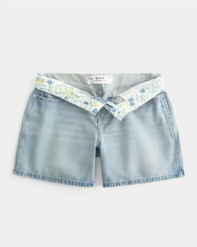 Low-Rise Light Wash Vikbar midja Baggy jeansshorts 5″ Low-Rise Light Wash Vikbar midja Baggy jeansshorts 5″
