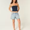 Low-Rise Light Wash Vikbar midja Baggy jeansshorts 5″ Low-Rise Light Wash Vikbar midja Baggy jeansshorts 5″