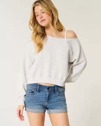 Low-Rise medeltvätt shortie i denim