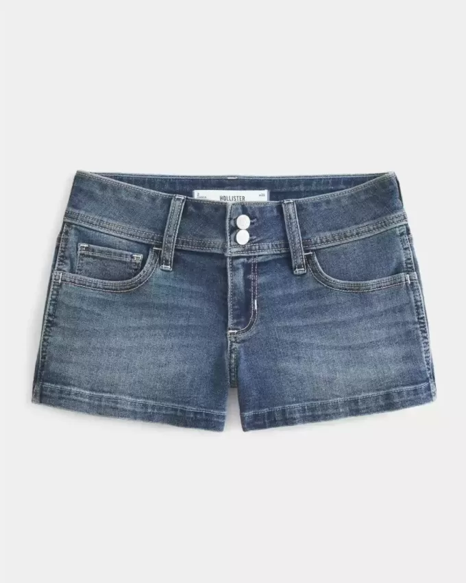 Low-Rise medeltvätt shortie i denim Low-Rise medeltvätt shortie i denim