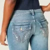 Low-Rise Medium Wash Broderade Blommor Bootcut Jeans Low-Rise Medium Wash Broderade Blommor Bootcut Jeans