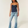 Low-Rise Medium Wash Broderade Blommor Bootcut Jeans Low-Rise Medium Wash Broderade Blommor Bootcut Jeans