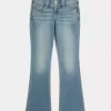 Low-Rise Medium Wash Broderade Blommor Bootcut Jeans Low-Rise Medium Wash Broderade Blommor Bootcut Jeans