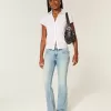 Low-Rise Medium Wash Broderade Butterfly Bootcut Jeans