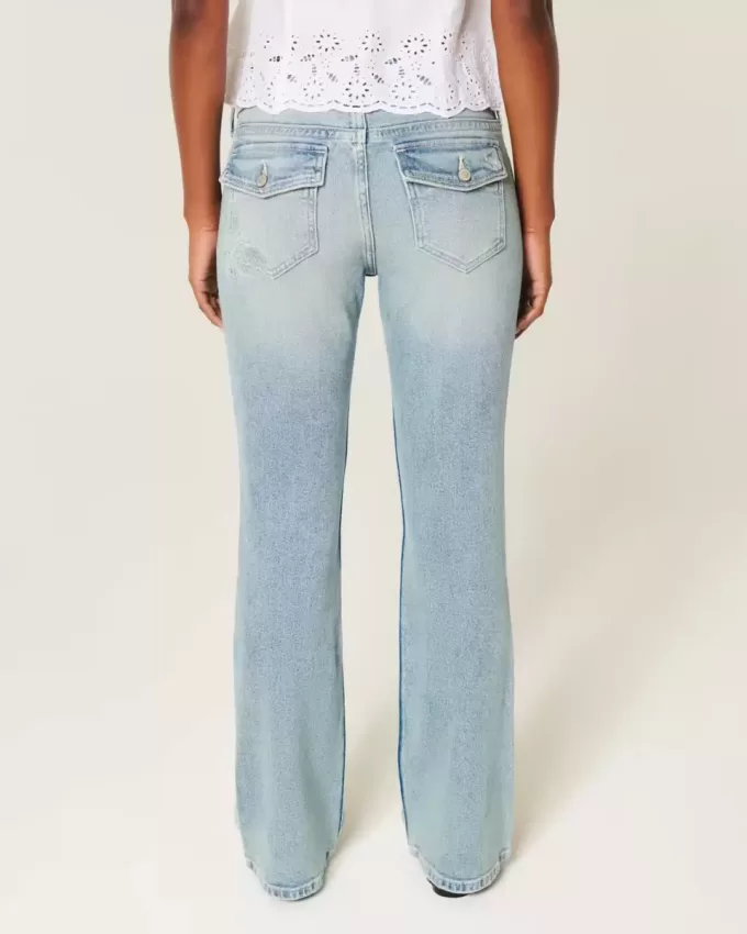 Low-Rise Medium Wash Broderade Butterfly Bootcut Jeans