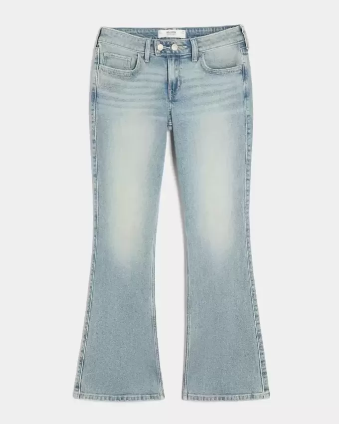 Low-Rise Medium Wash Broderade Butterfly Bootcut Jeans